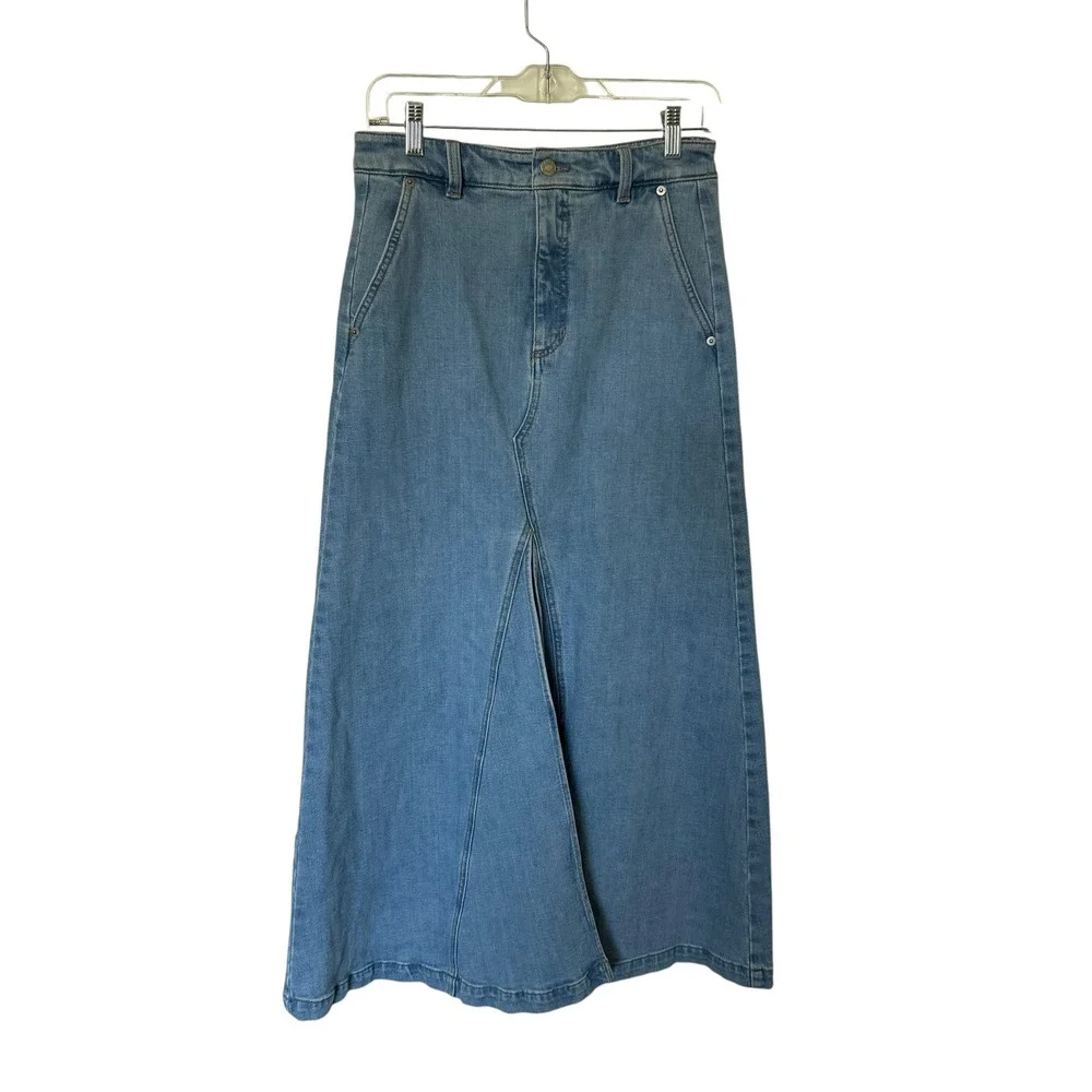 Banana Republic Denim Maxi Skirt Womens 4 Blue Excellent Flared High Rise Boho